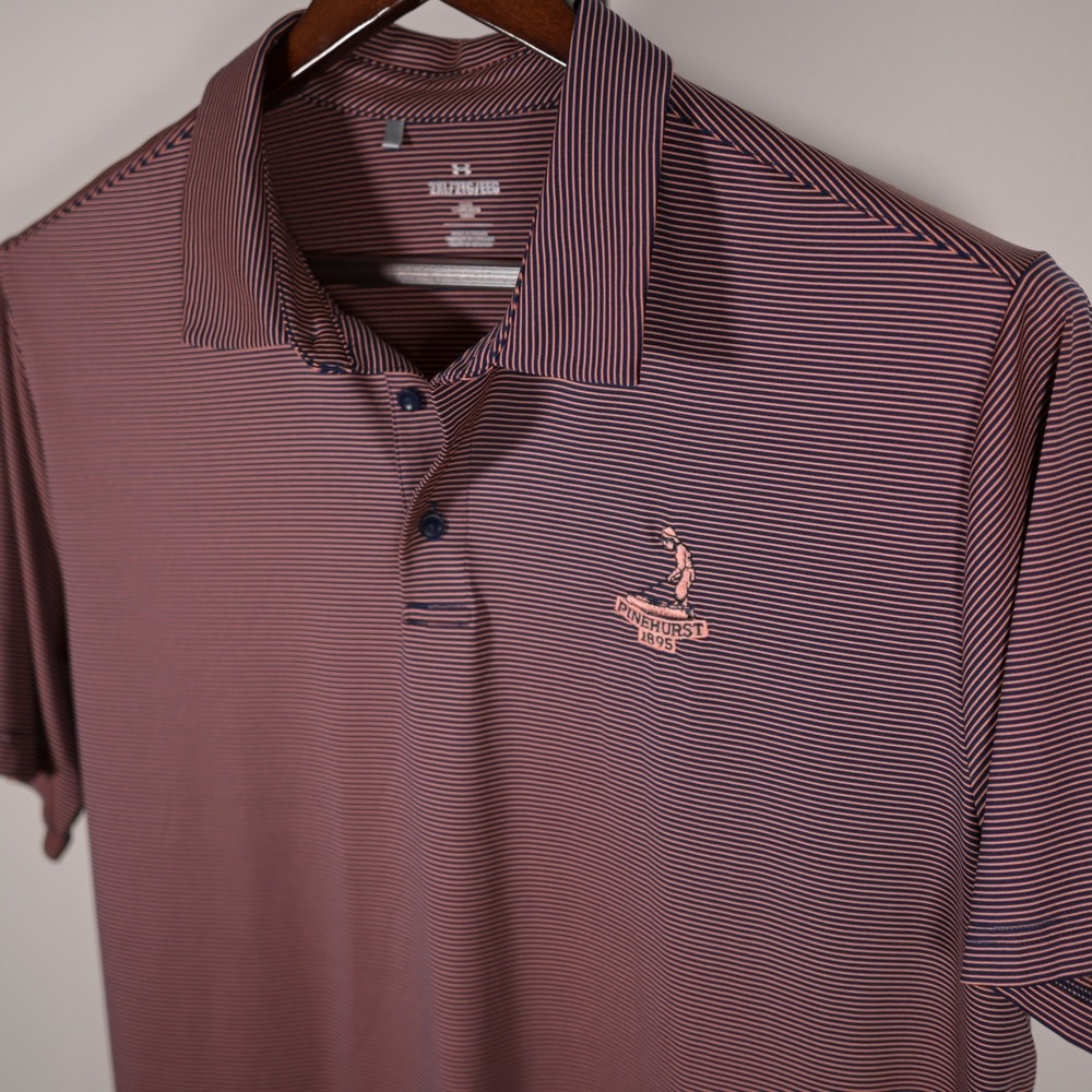 Under Armour Pinehurst 1895 Polo Shirt Mens 2XL Striped Golf HeatGear